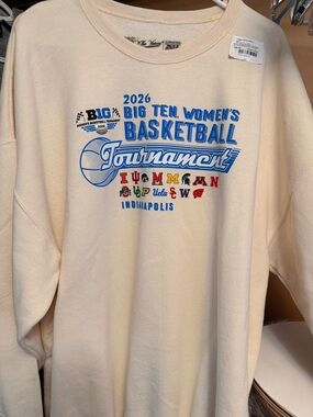 Big Ten Women's Basketball Tournament 2026 Crewneck Sweatshirt - Cream XXL $55